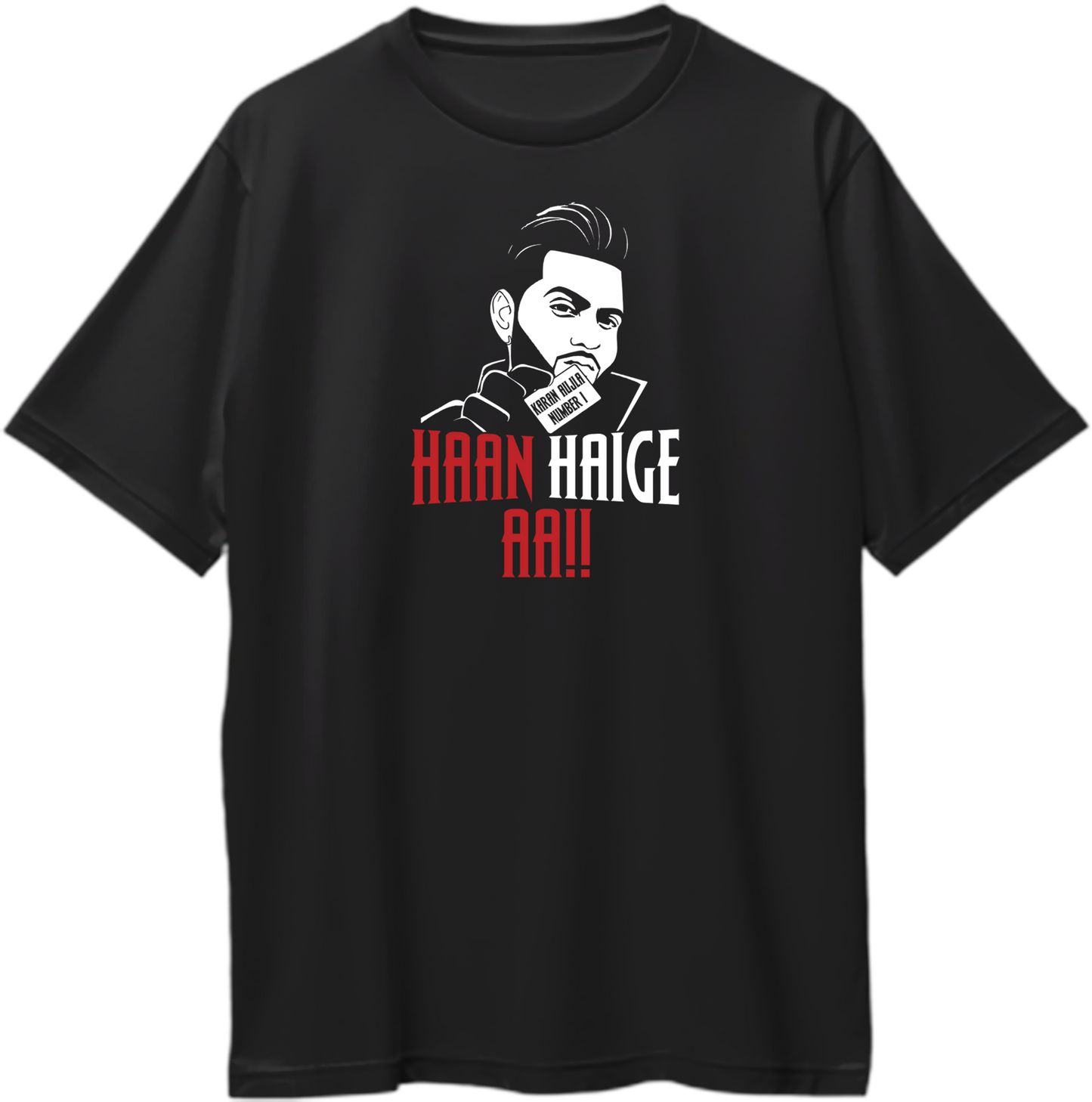 Oversized unisex T-shirt inspired by Karan Aujla’s hit song Haan Haige Haan, perfect for fans and concerts