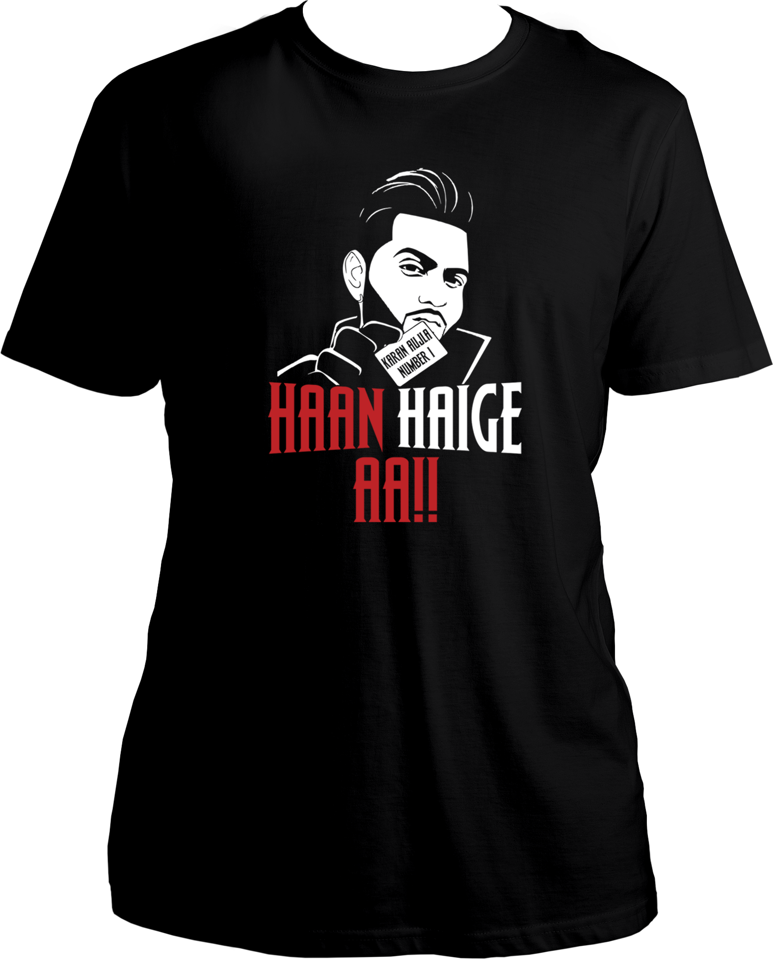 Haan Haige Aa unisex T-shirt inspired by Karan Aujla’s hit song, designed for fans of Punjabi music."