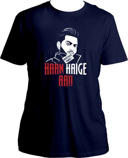 Haan Haige Aa unisex T-shirt inspired by Karan Aujla’s hit song, designed for fans of Punjabi music."