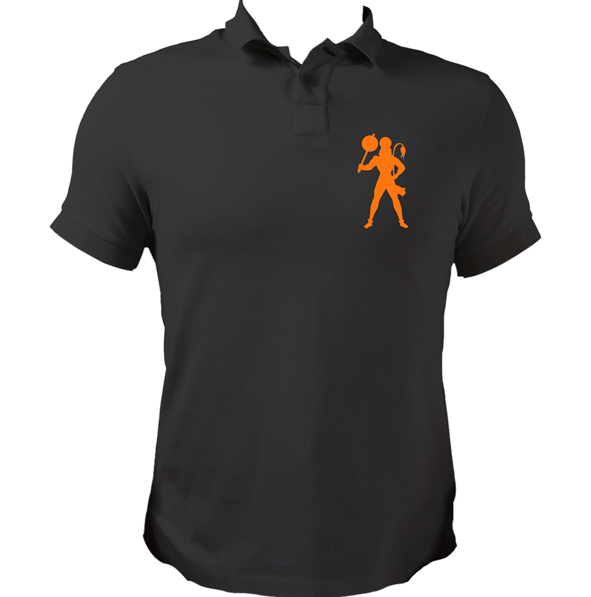 Black Hanuman Ji polo T-shirt with Lord Hanuman devotional print by Garrari