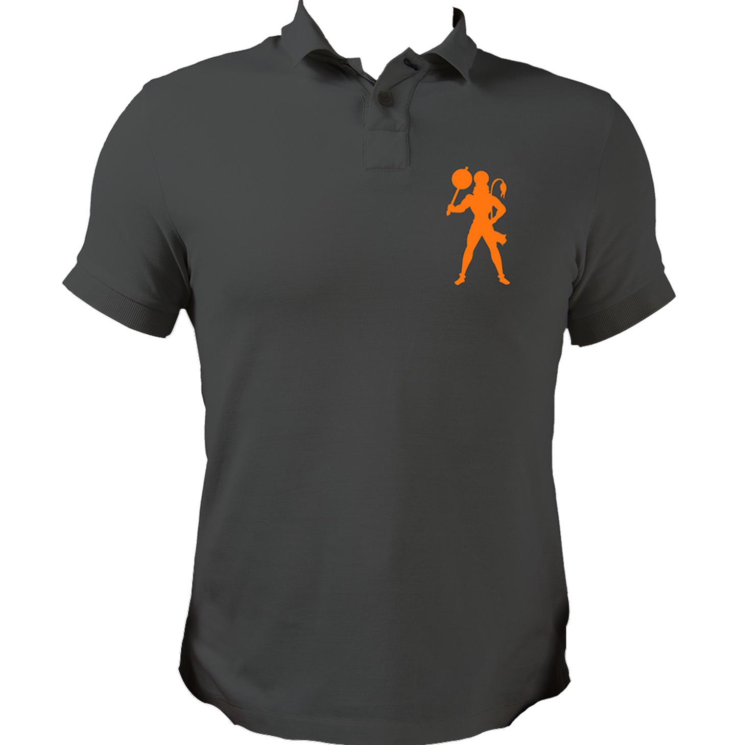 Dark Grey Hanuman Ji polo T-shirt with Hanuman devotional design by Garrari