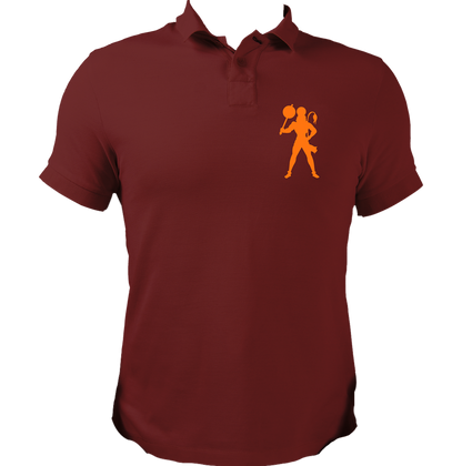 Maroon Hanuman Ji polo T-shirt with Bajrangbali print by Garrari