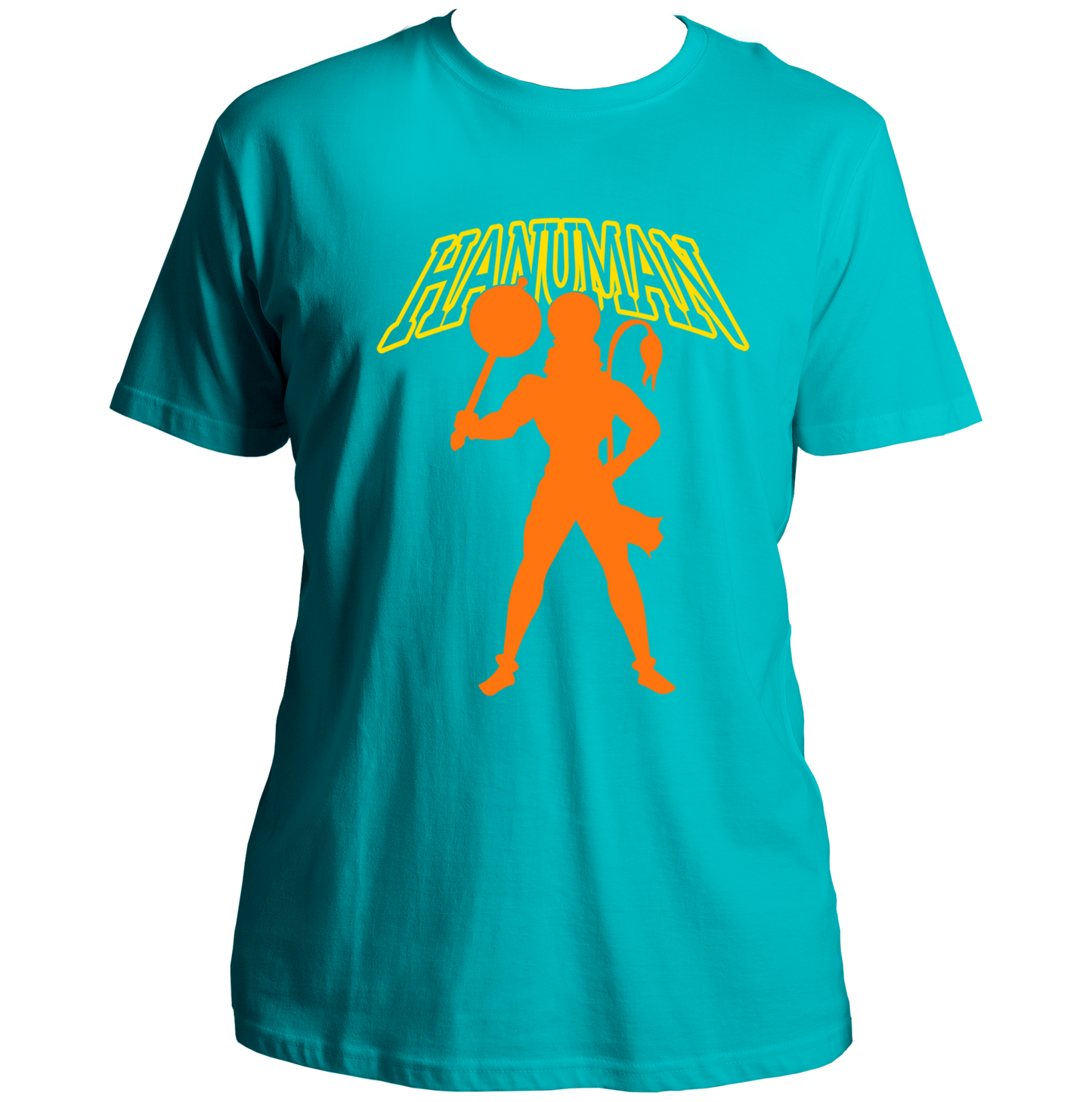 Aqua Blue Hanuman Ji unisex T-shirt with Hanuman devotional print by Garrari