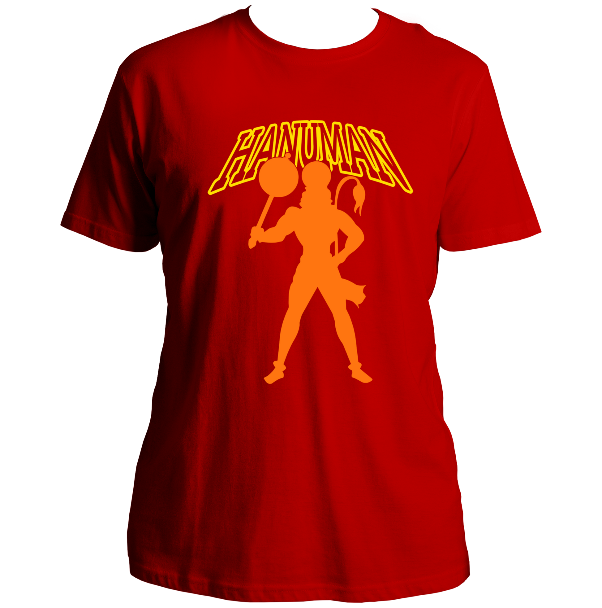 Red Hanuman Ji unisex T-shirt with Lord Hanuman devotional print by Garrari