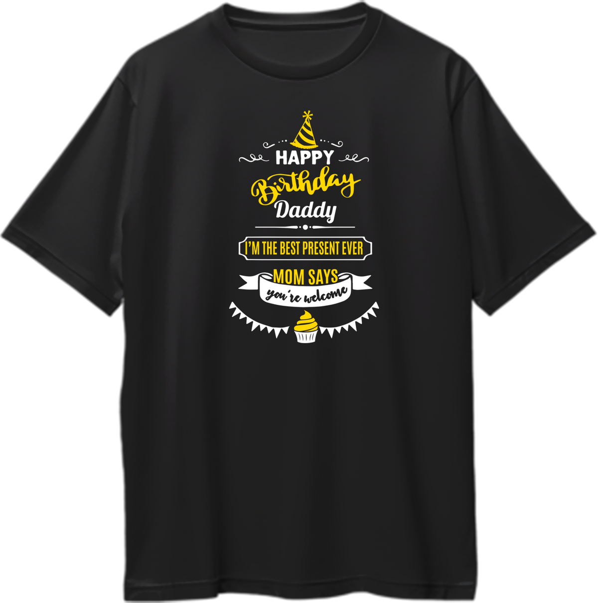 Black Happy Birthday Daddy Oversized T-Shirt by Garrari with best present ever family birthday graphic