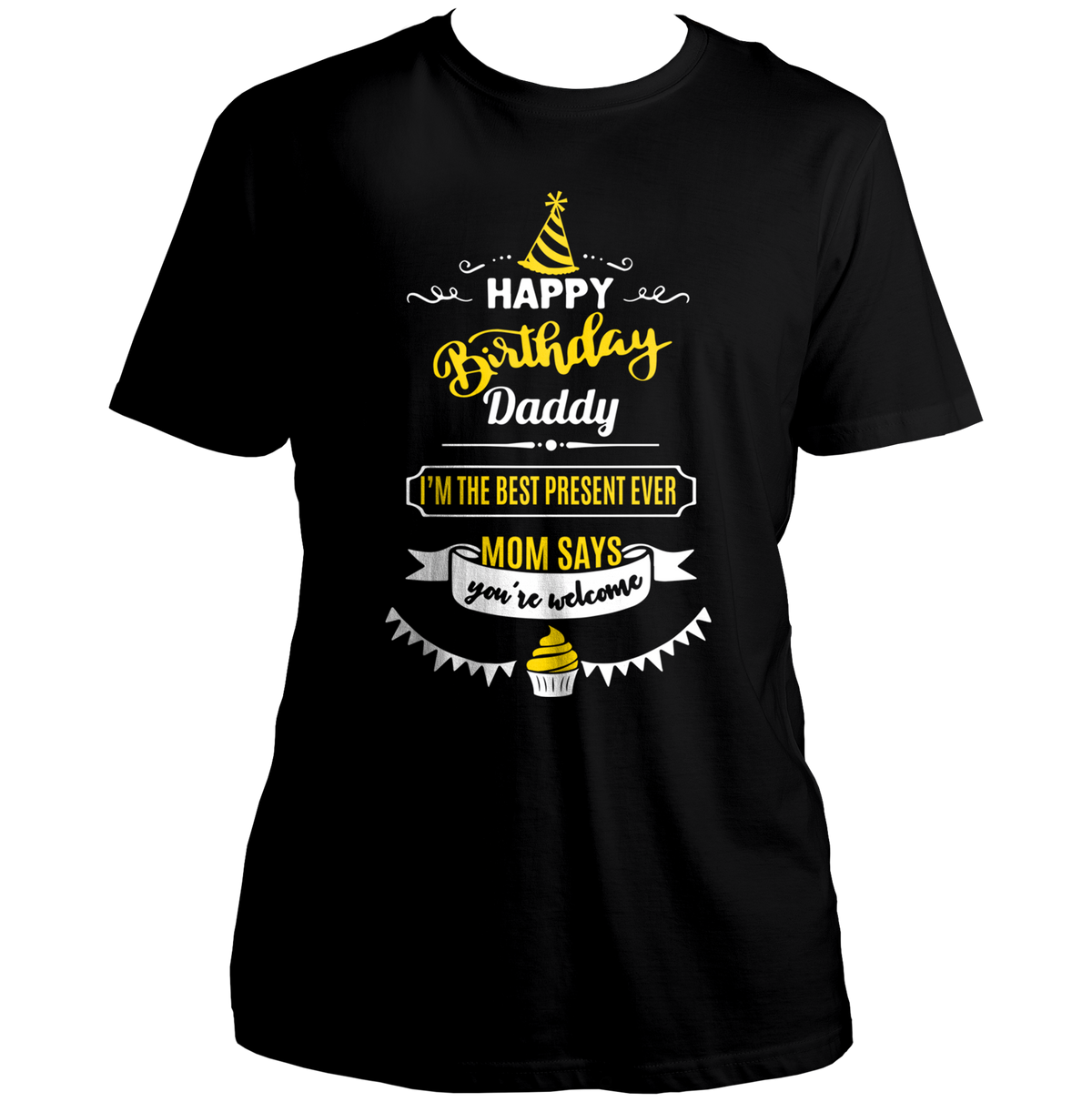 Black Happy Birthday Daddy Unisex T-Shirt by Garrari with funny best present ever family birthday graphic