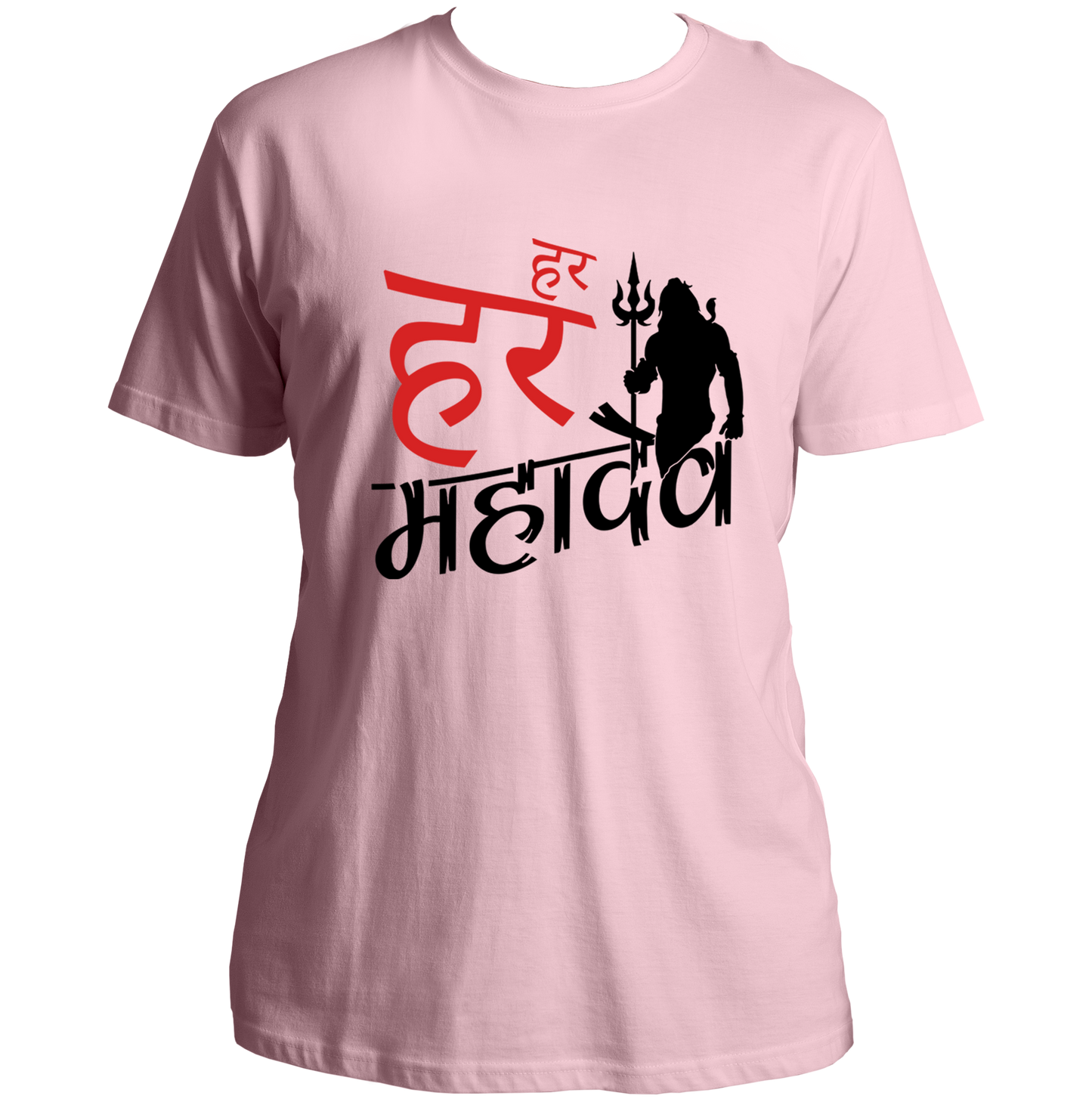 Baby Pink Har Har Mahadev unisex T-shirt with Shiva trishul print by Garrari