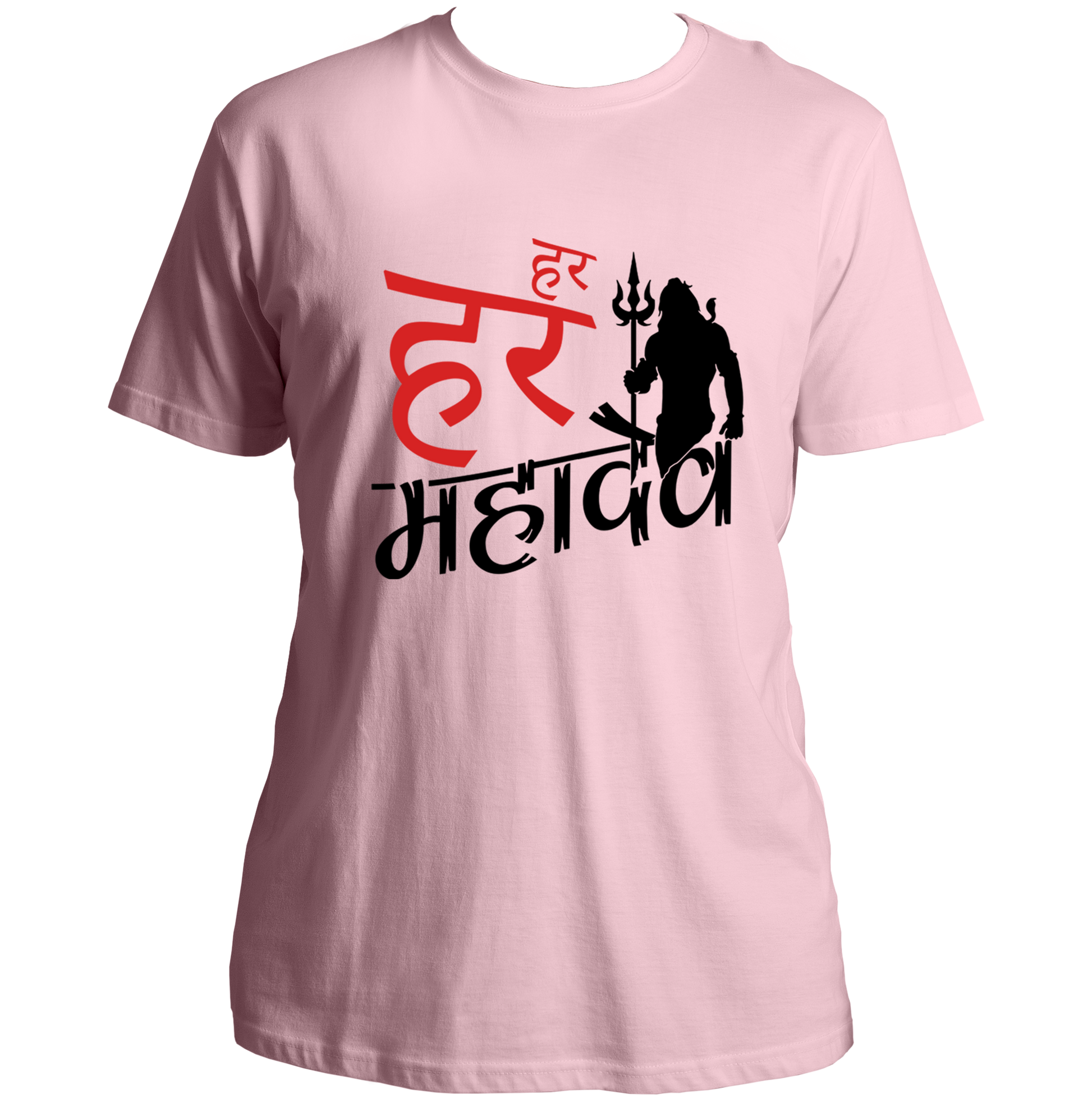 Baby Pink Har Har Mahadev unisex T-shirt with Shiva trishul print by Garrari