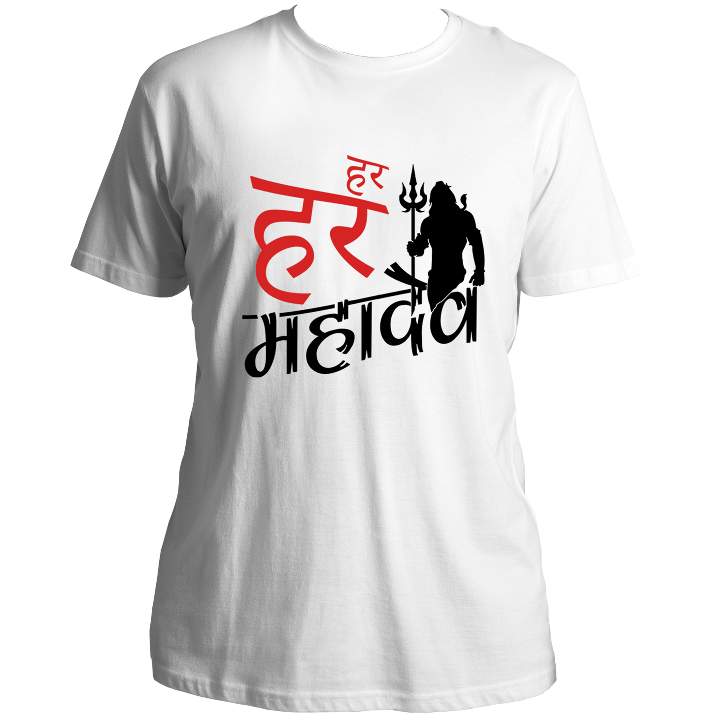 White Har Har Mahadev unisex T-shirt with Hindi Shiva print by Garrari