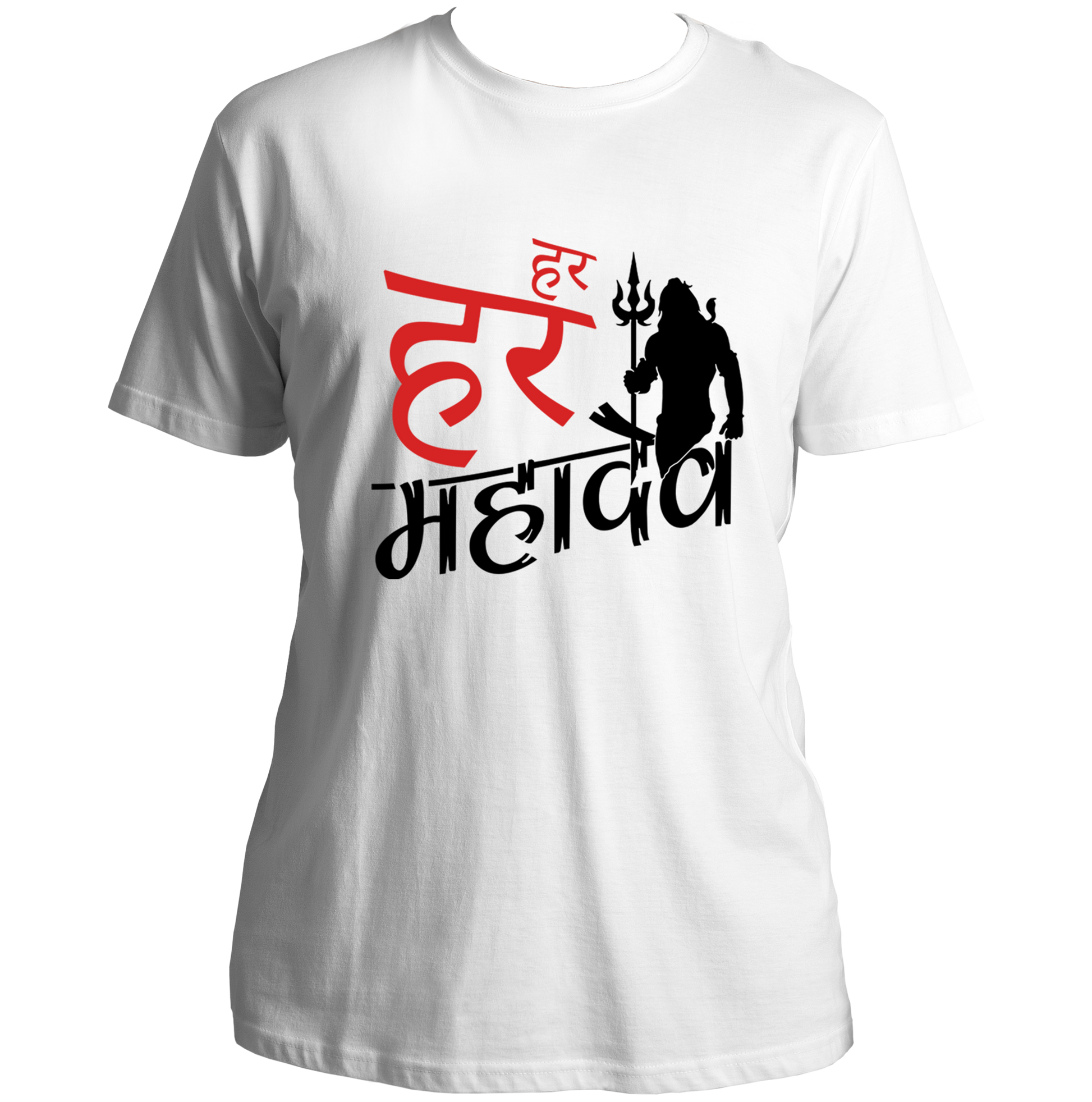 White Har Har Mahadev unisex T-shirt with Hindi Shiva print by Garrari