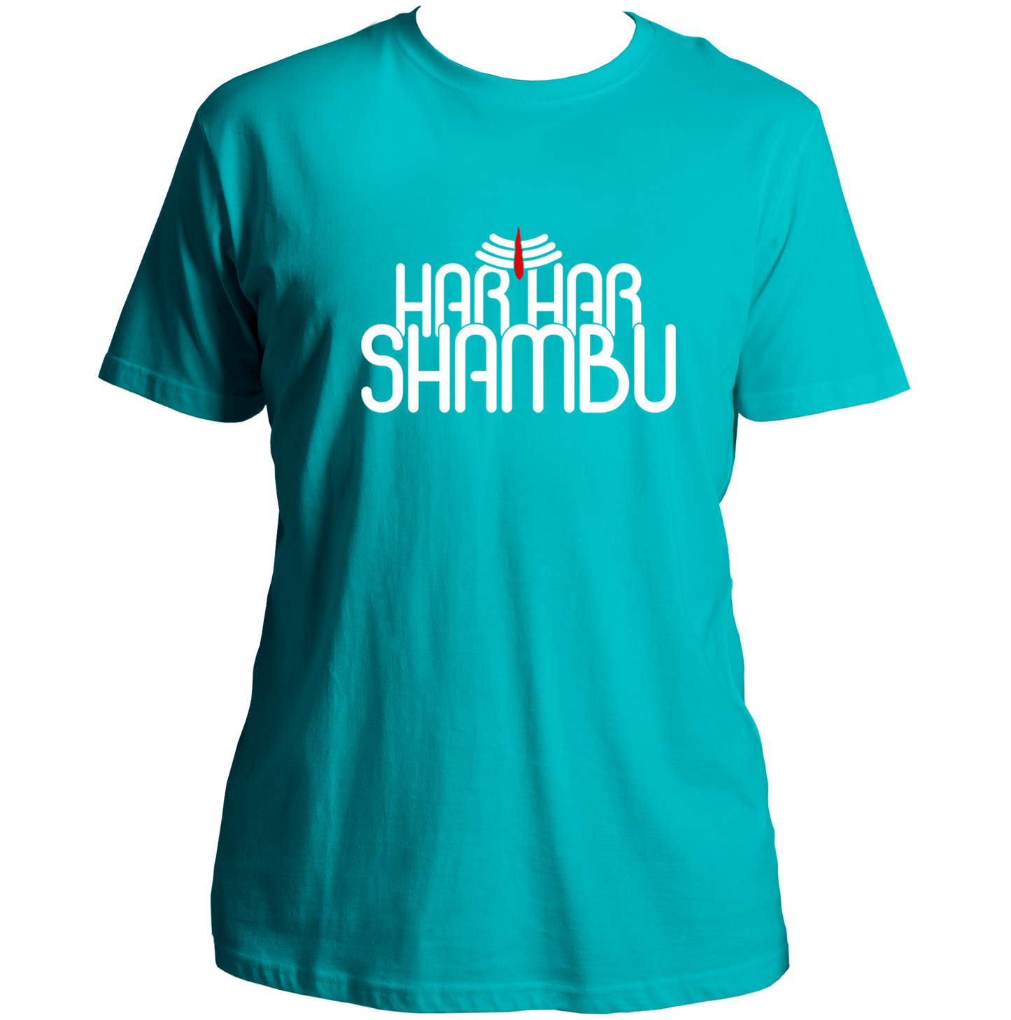 Aqua Blue Har Har Shambhu unisex T-shirt with Shiva typography print by Garrari