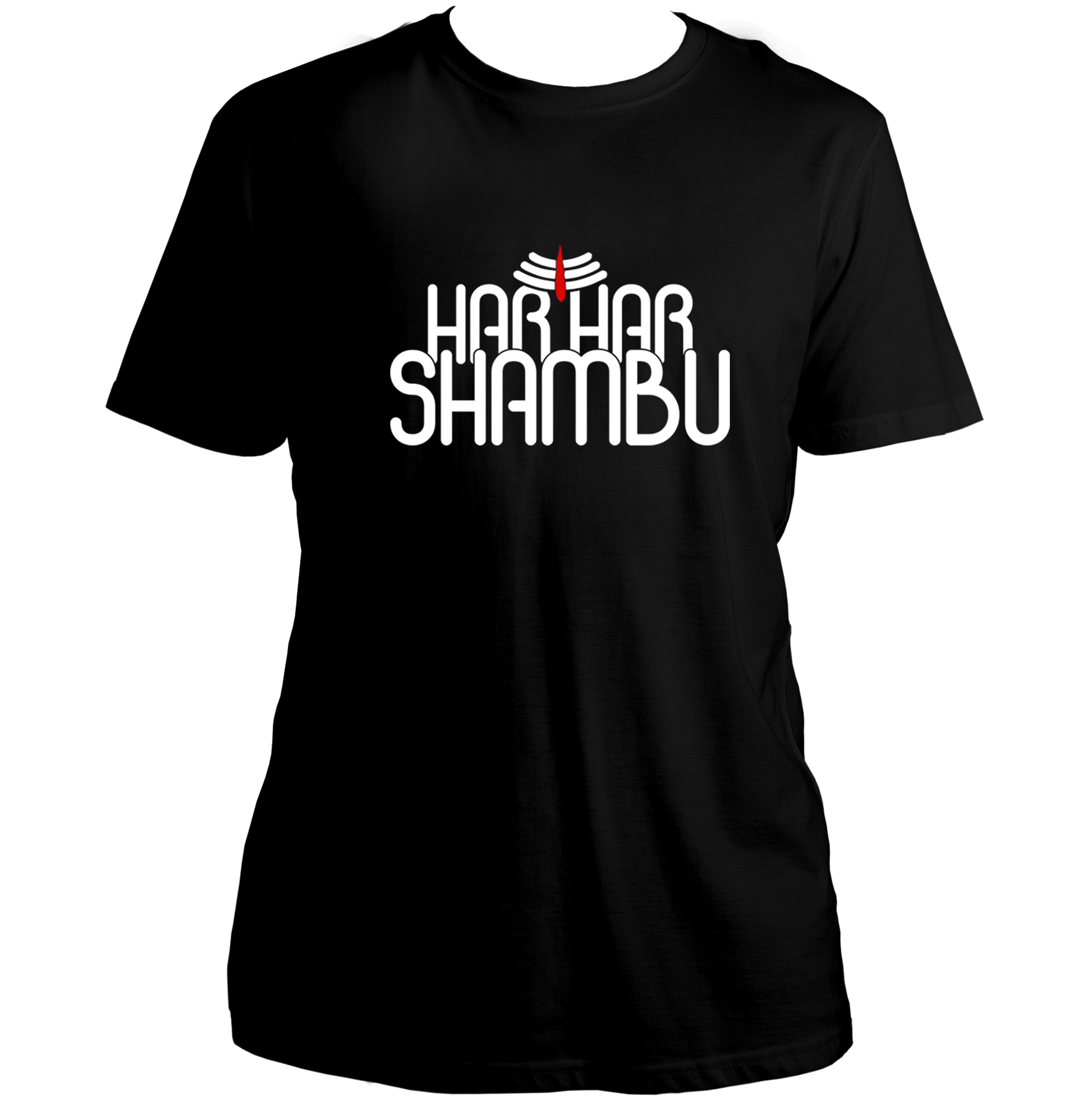 Black Har Har Shambhu unisex T-shirt with Tripund tilak print by Garrari