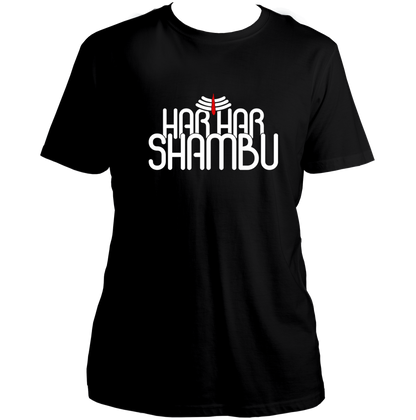 Black Har Har Shambhu unisex T-shirt with Tripund tilak print by Garrari