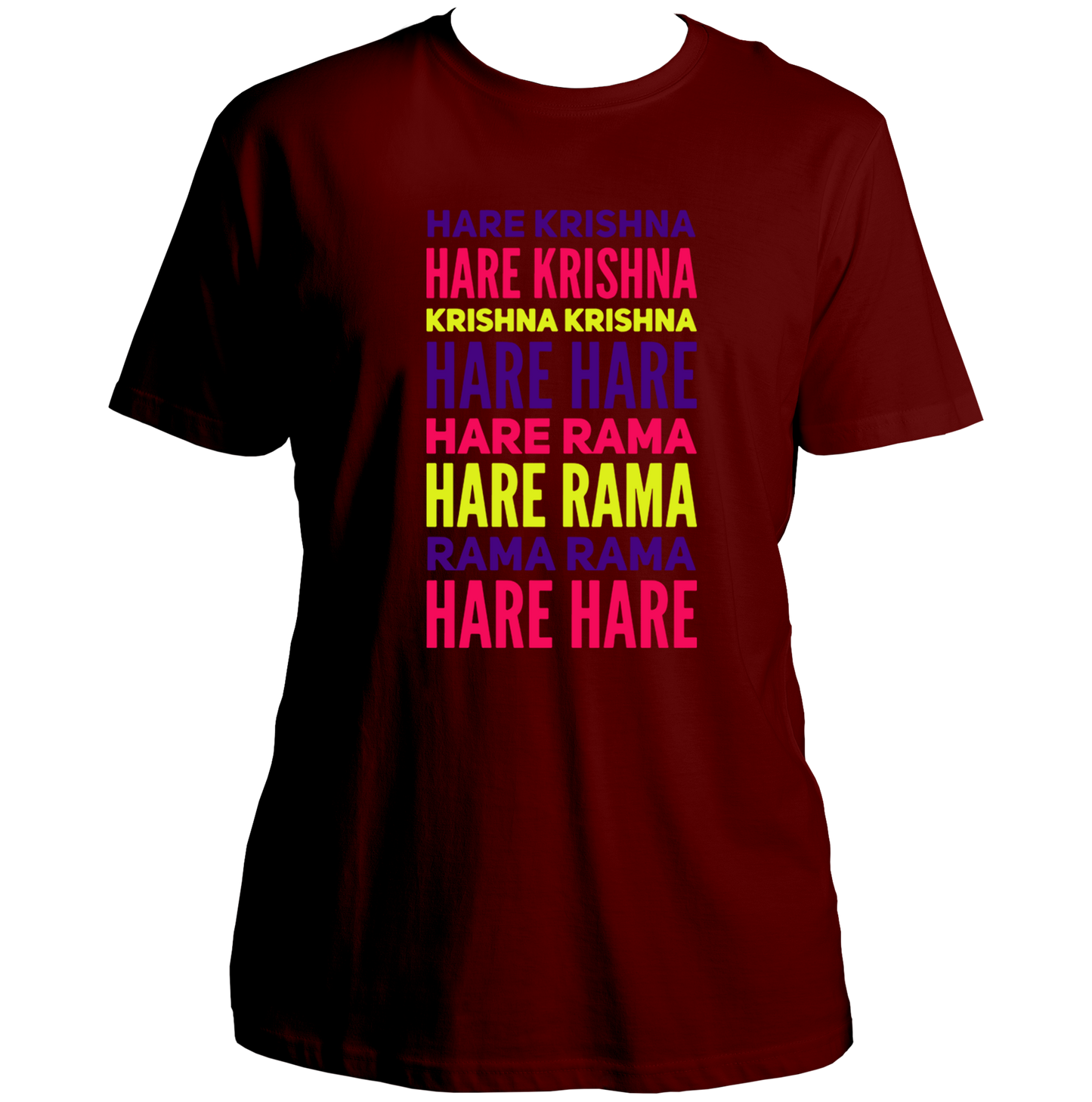 Maroon Hare Krishna Hare Rama T-shirt with Maha Mantra print by Garrari
