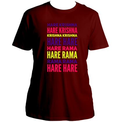 Maroon Hare Krishna Hare Rama T-shirt with Maha Mantra print by Garrari