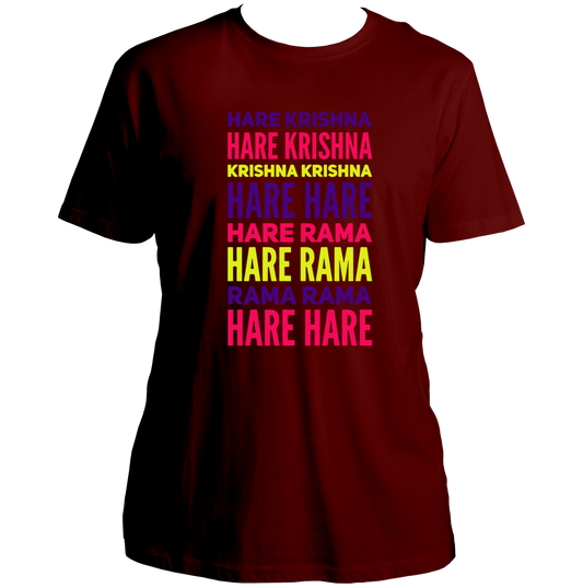 Maroon Hare Krishna Hare Rama T-shirt with Maha Mantra print by Garrari