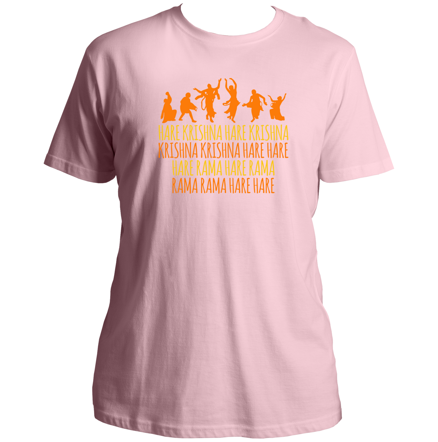 Baby Pink Hare Krishna Hare Rama T-shirt with Hare Krishna Maha Mantra design by Garrari
