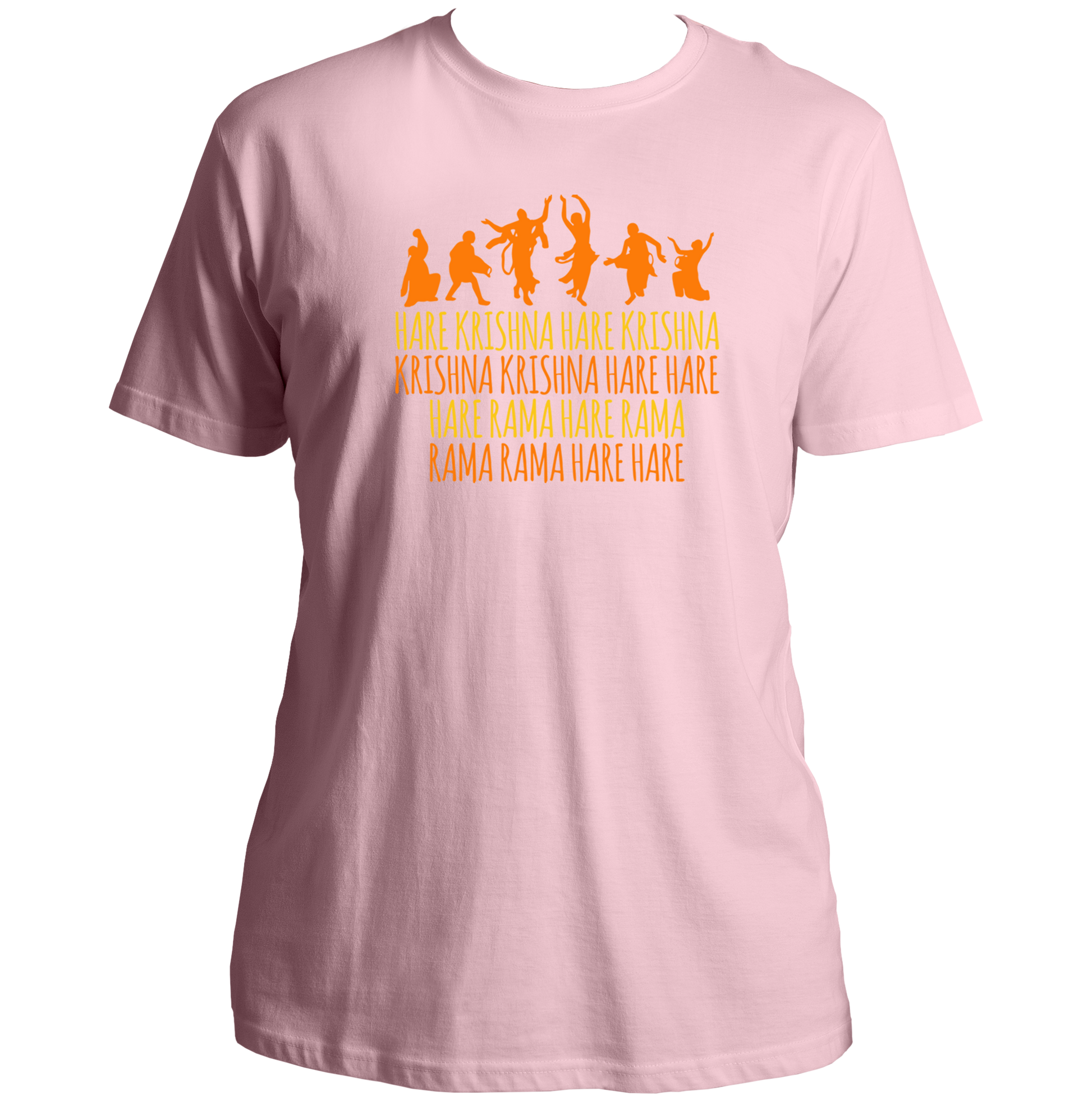 Baby Pink Hare Krishna Hare Rama T-shirt with Hare Krishna Maha Mantra design by Garrari