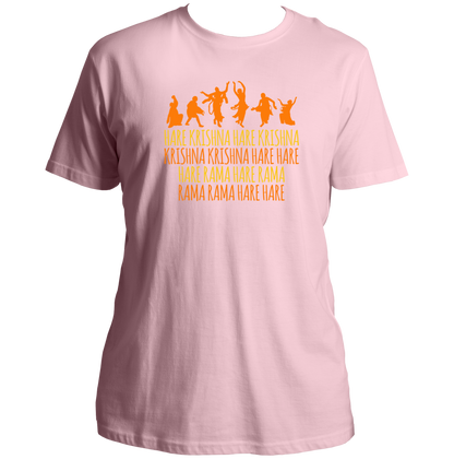 Baby Pink Hare Krishna Hare Rama T-shirt with Hare Krishna Maha Mantra design by Garrari