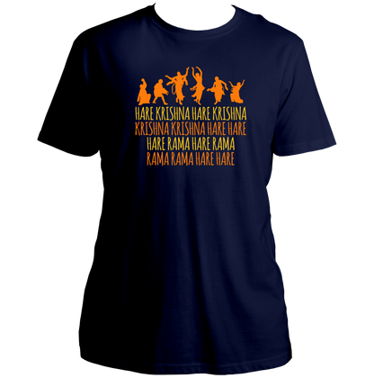 Navy Blue Hare Krishna Hare Rama T-shirt with Hare Krishna bhakti print by Garrari