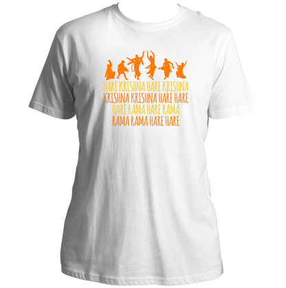 White Hare Krishna Hare Rama T-shirt with Maha Mantra typography by Garrari