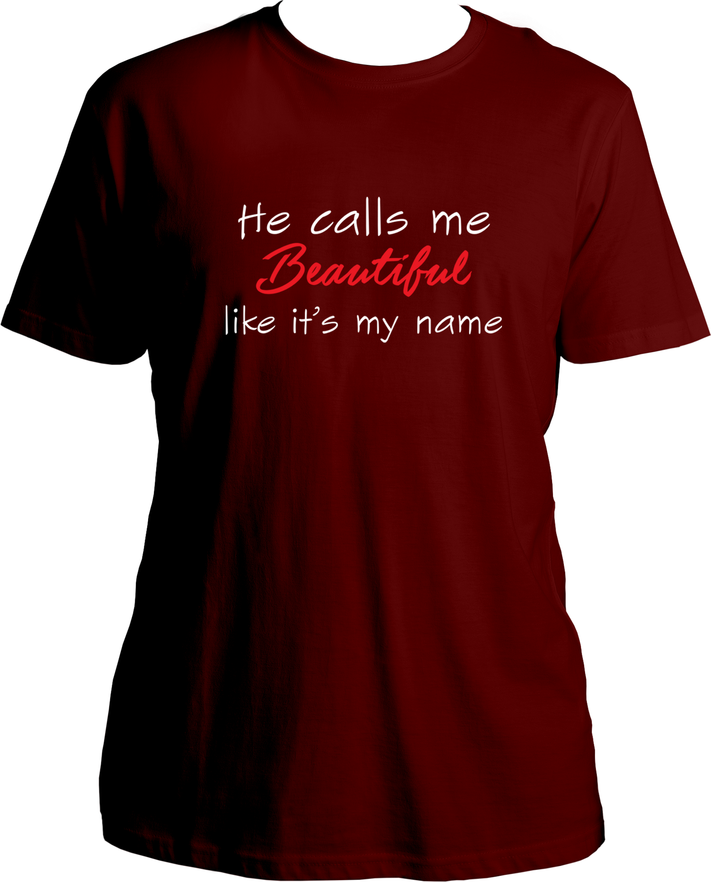 Adorn your special someone with a classic and timeless piece of garment from Garrari. He Calls Me Beautiful Unisex T-Shirts is exquisitely crafted from fine cotton and tailored for a snug fit. These special t-shirts for your wife or partner, with beautiful girl designs, are sure to make her feel truly adored. Get the perfect gift of love with Garrari's wide range of quote t-shirts.