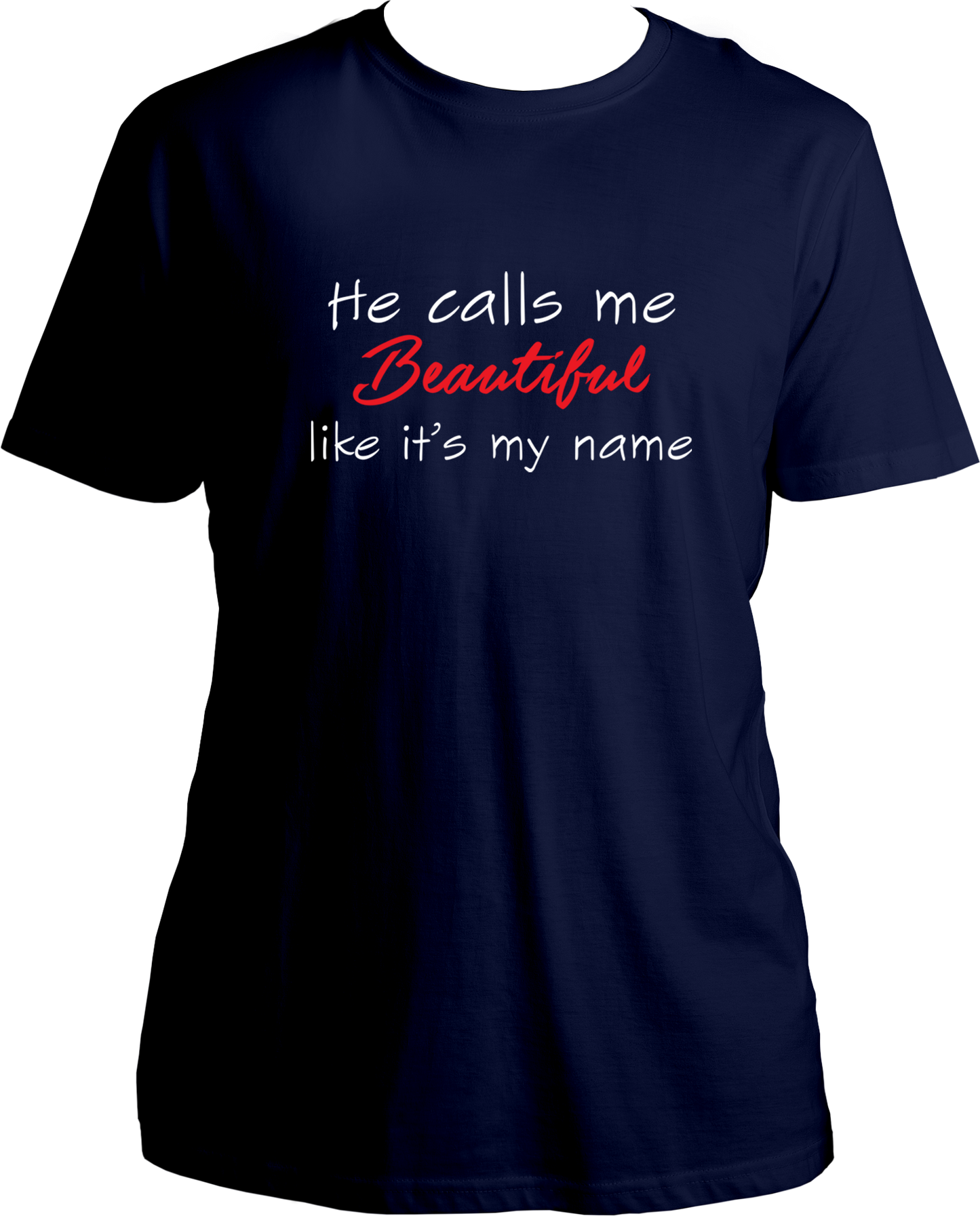 Adorn your special someone with a classic and timeless piece of garment from Garrari. He Calls Me Beautiful Unisex T-Shirts is exquisitely crafted from fine cotton and tailored for a snug fit. These special t-shirts for your wife or partner, with beautiful girl designs, are sure to make her feel truly adored. Get the perfect gift of love with Garrari's wide range of quote t-shirts.