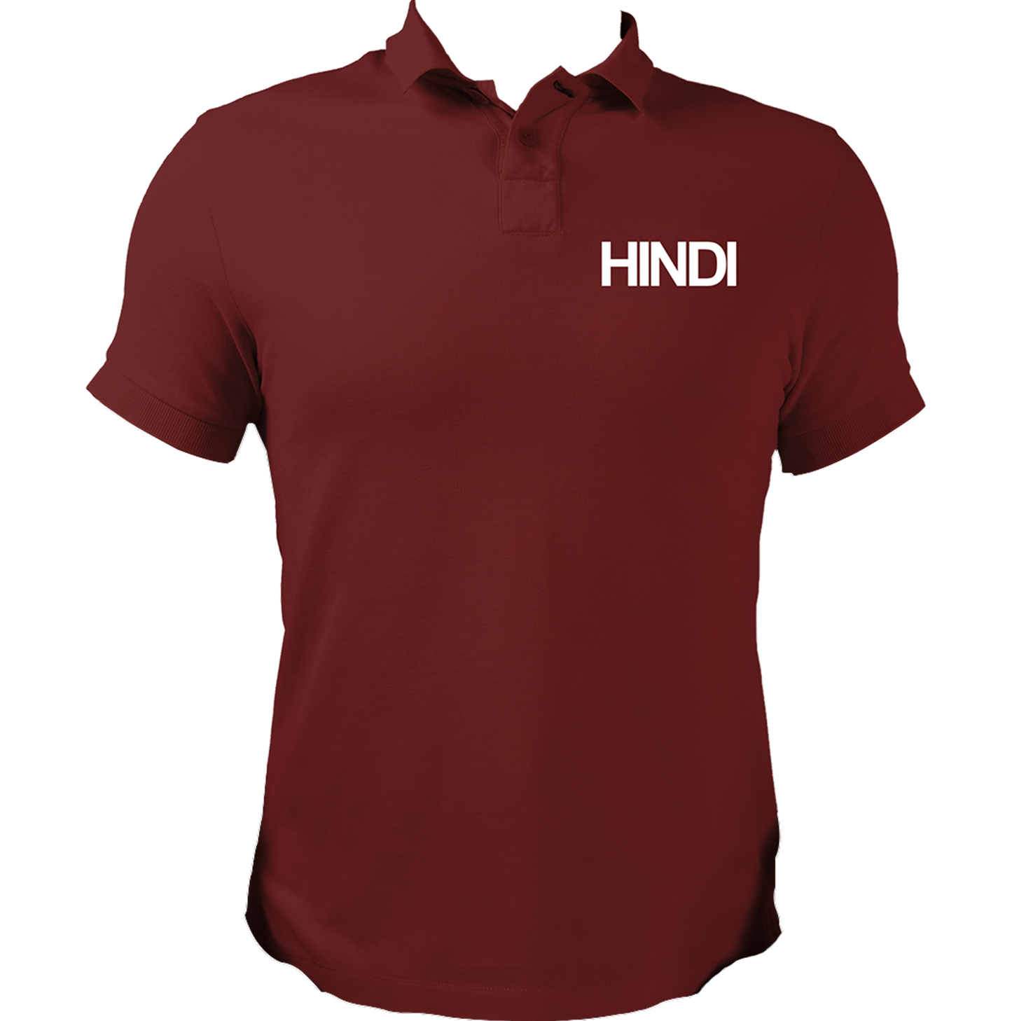 Maroon Hindi Matrubhasha Unisex Polo with clean white HINDI chest print by Garrari