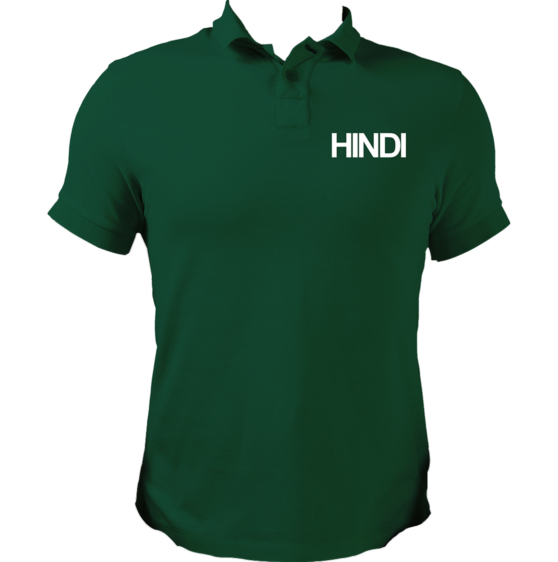 Dark Green Hindi Matrubhasha Unisex Polo with HINDI chest artwork by Garrari