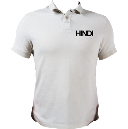 White Hindi Matrubhasha Unisex Polo with clean HINDI typography by Garrari