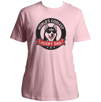 Baby Pink World’s Coolest Husky Dad Unisex T-Shirt with sunglasses Husky graphic