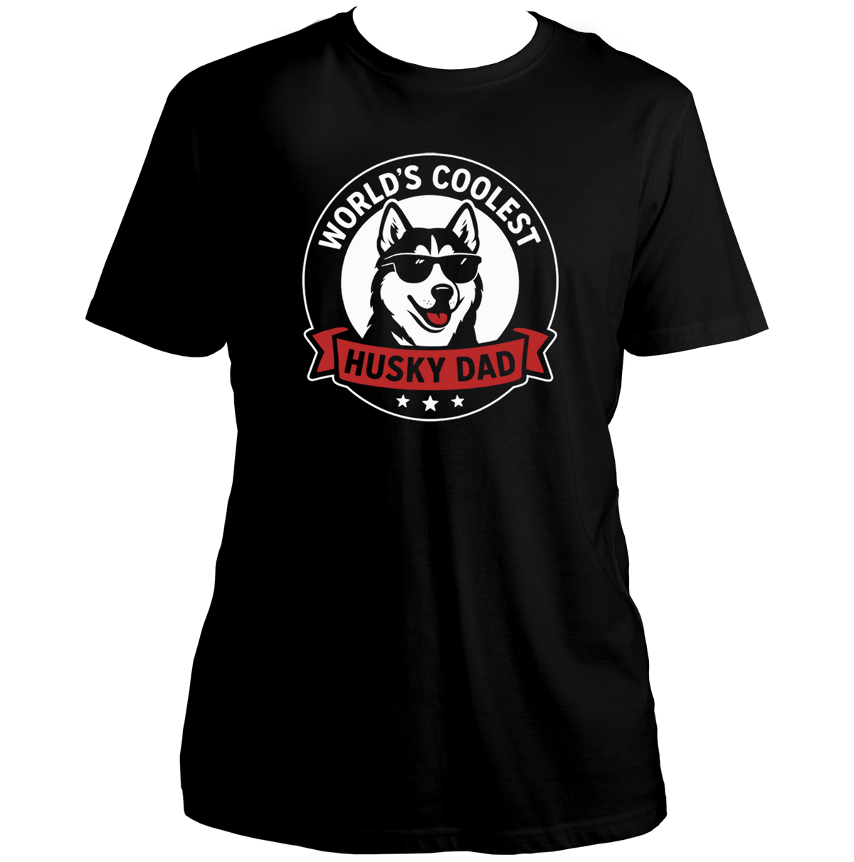 Black World’s Coolest Husky Dad Unisex T-Shirt with sunglasses Husky graphic