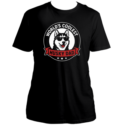 Black World’s Coolest Husky Dad Unisex T-Shirt with sunglasses Husky graphic