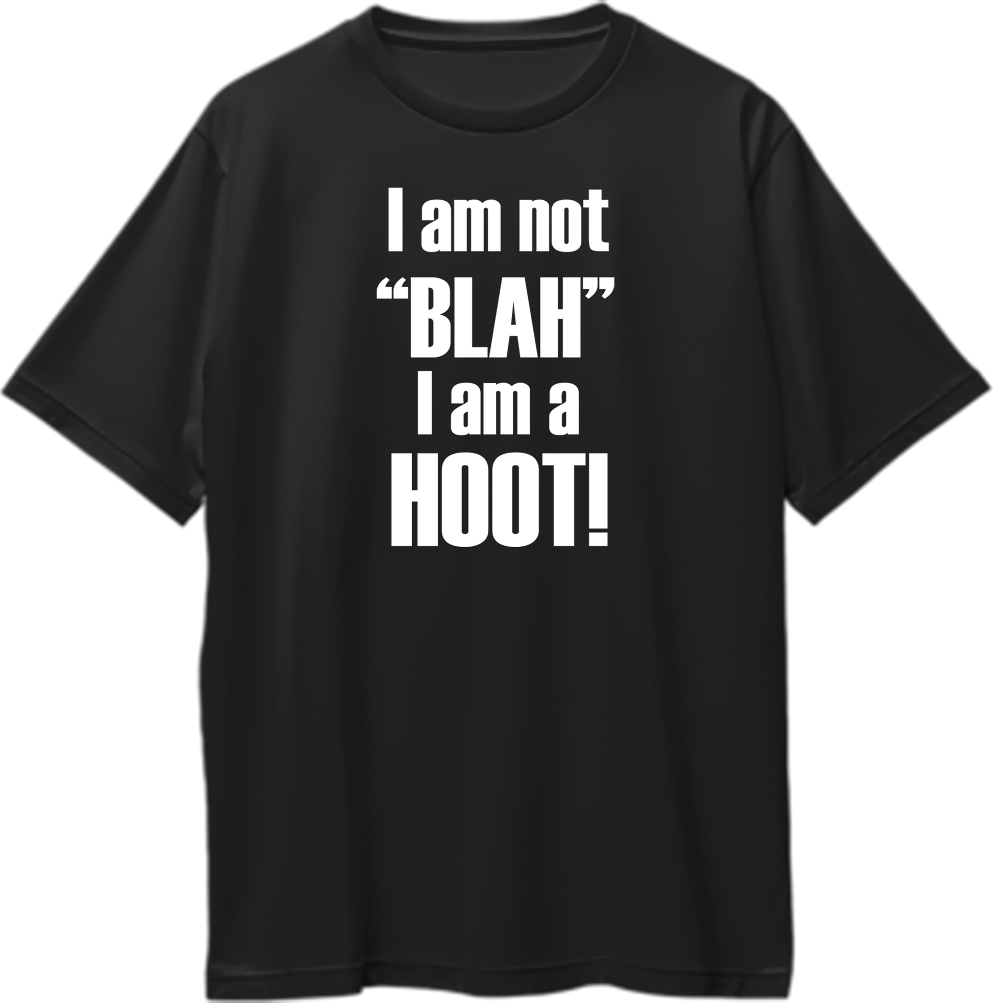 Oversized unisex t-shirt featuring Chandler Bing’s quote “I Am Not ‘Blah,’ I Am A Hoot” from Friends.