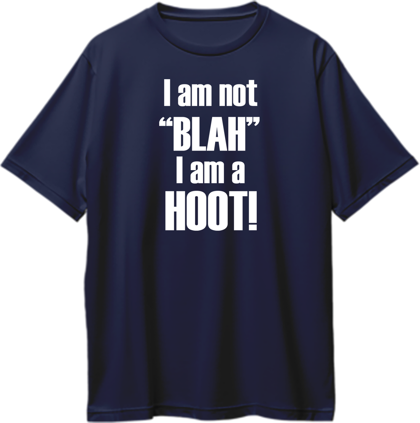 Oversized unisex t-shirt featuring Chandler Bing’s quote “I Am Not ‘Blah,’ I Am A Hoot” from Friends.