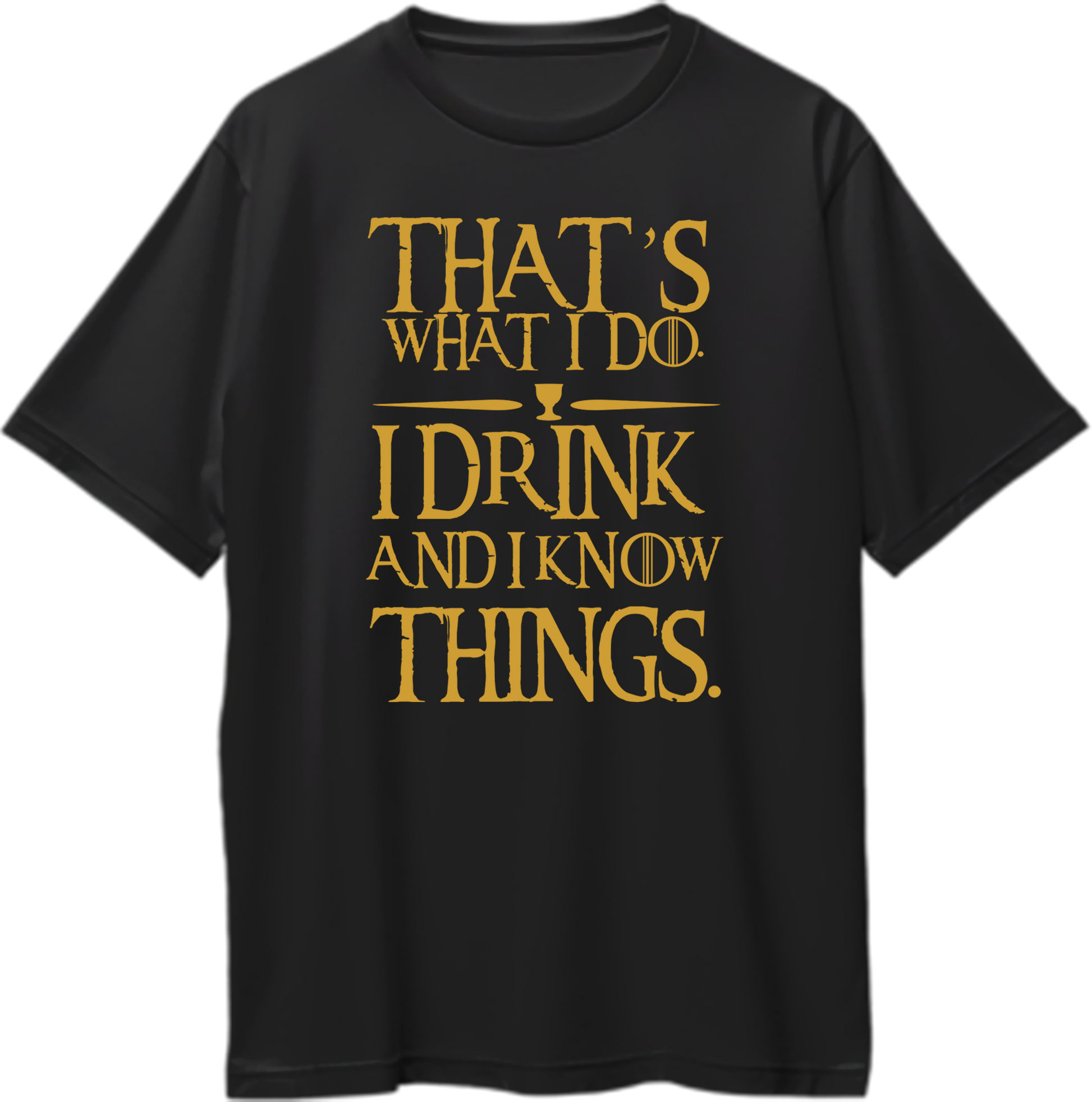 Oversized unisex t-shirt featuring 'I Drink & I Know Things' design inspired by Tyrion Lannister from Game of Thrones.