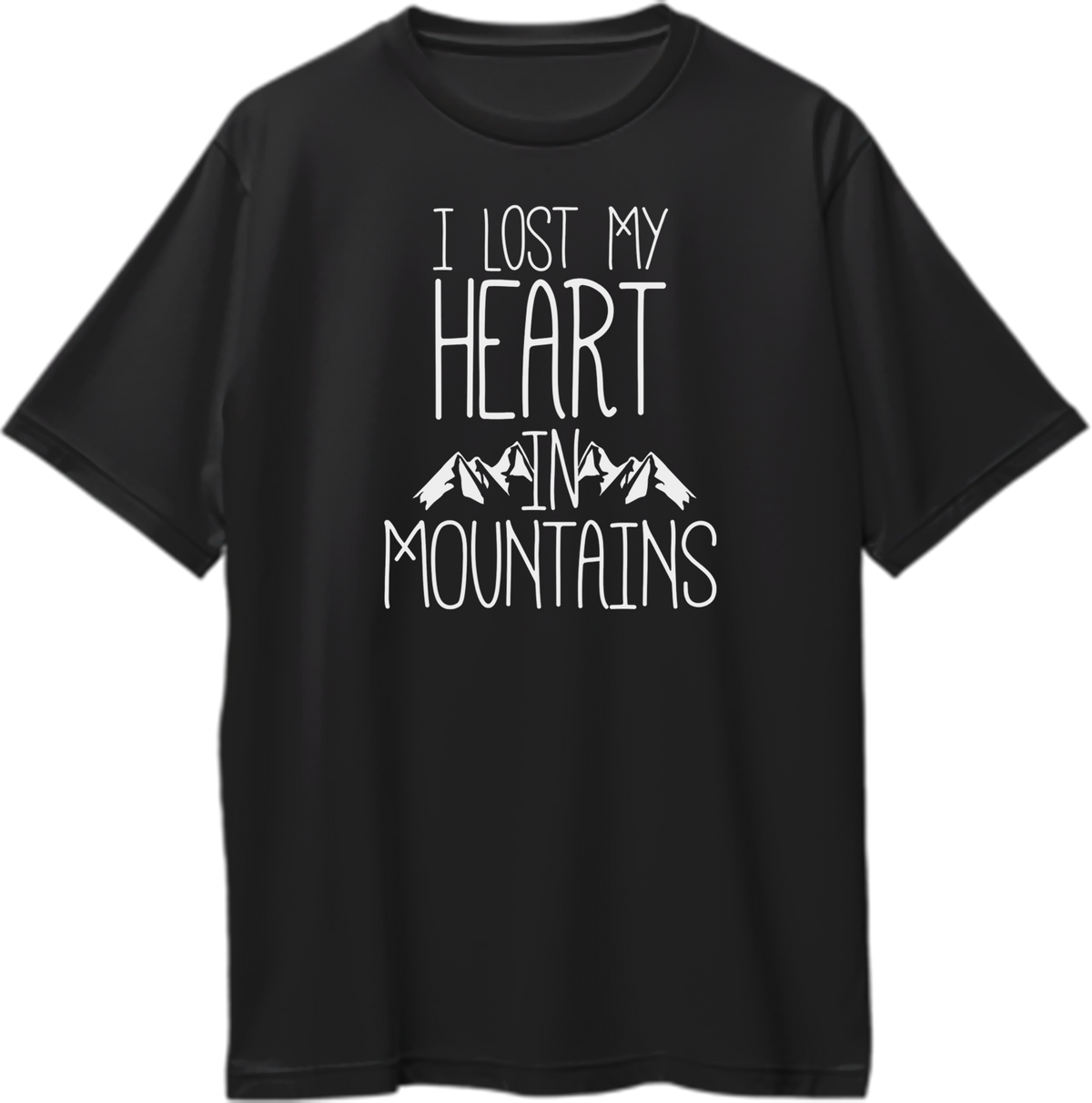 Black I Lost My Heart In Mountains Oversized T-Shirt by Garrari with mountain graphic and travel quote