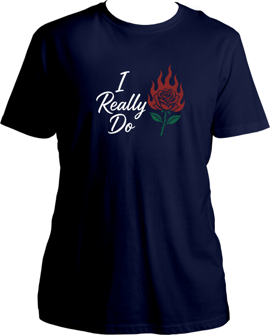 regular-fit T-shirt with ‘I Really Do’ text and burning red rose graphic inspired by Karan Aujla.