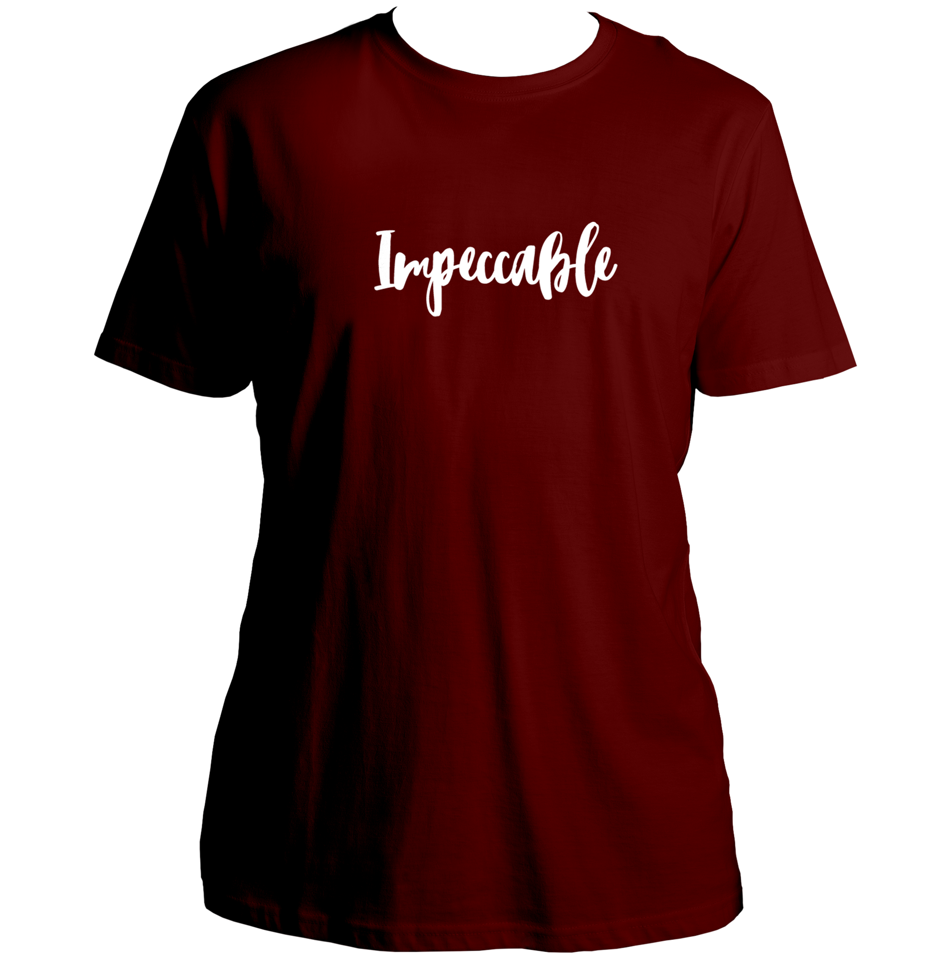 Maroon Impeccable Unisex T-Shirt with clean streetwear word print by Garrari