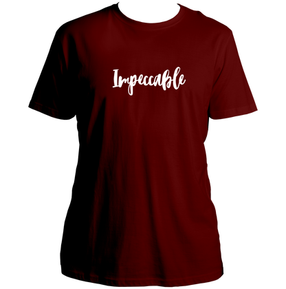 Maroon Impeccable Unisex T-Shirt with clean streetwear word print by Garrari