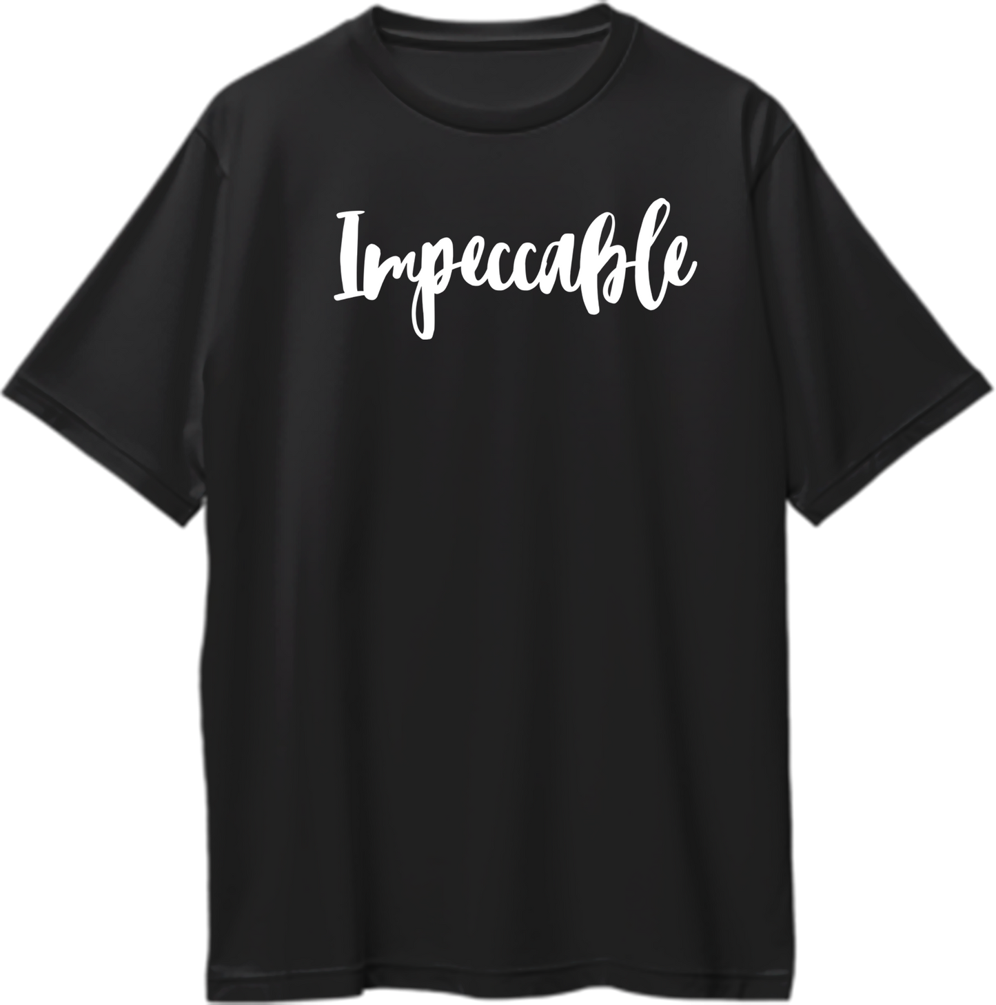 Black Impeccable Oversized T-Shirt with white script typography by Garrari