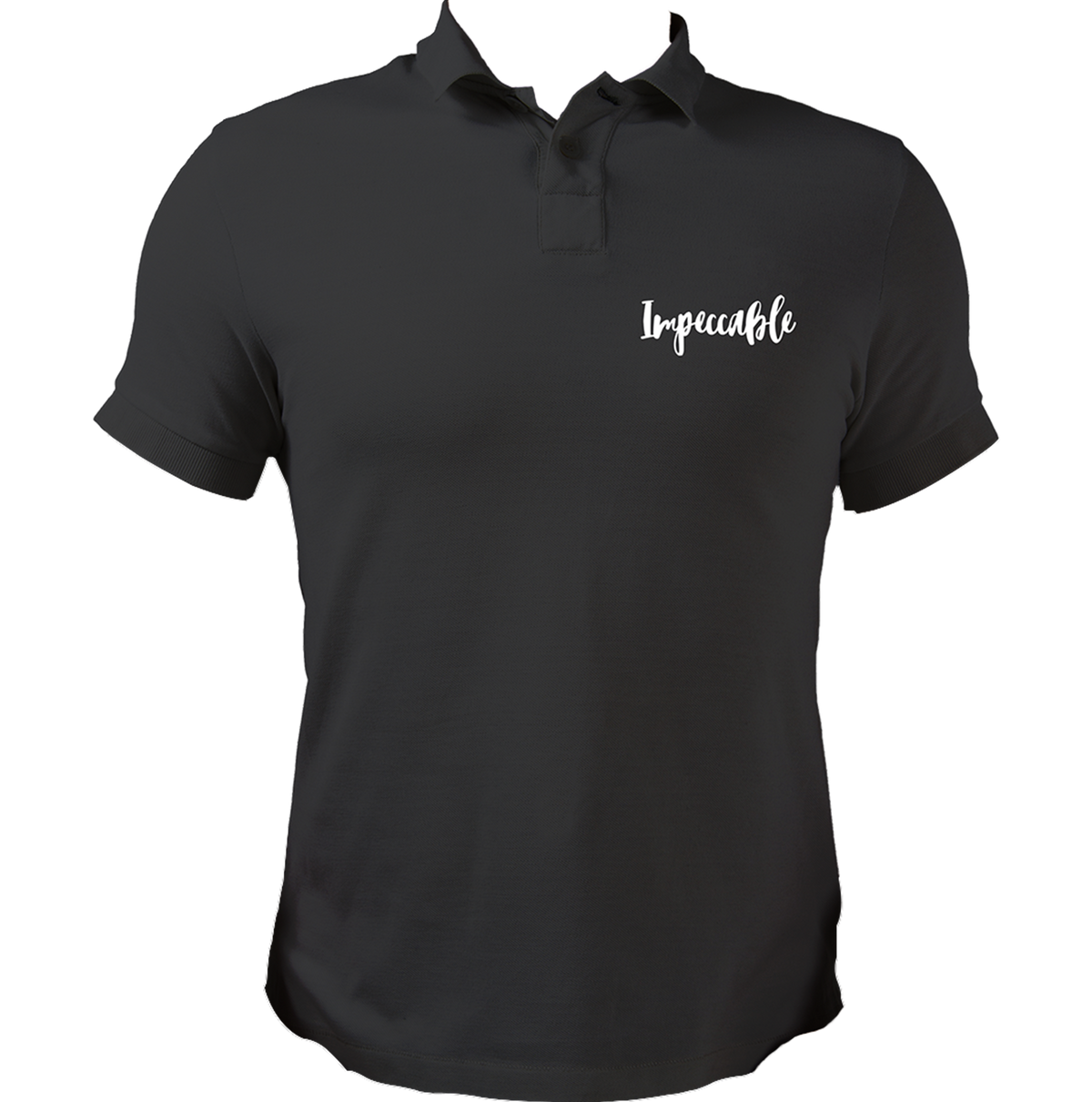 Black Impeccable Unisex Polo with minimal white word print by Garrari
