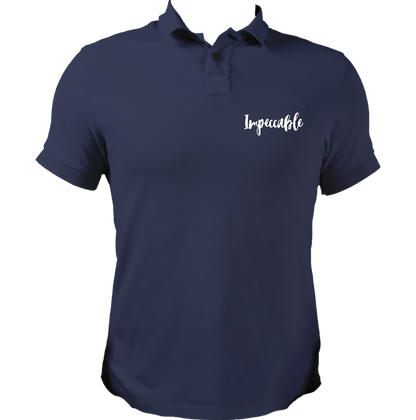 Navy Blue Impeccable Unisex Polo with minimal typography chest design by Garrari
