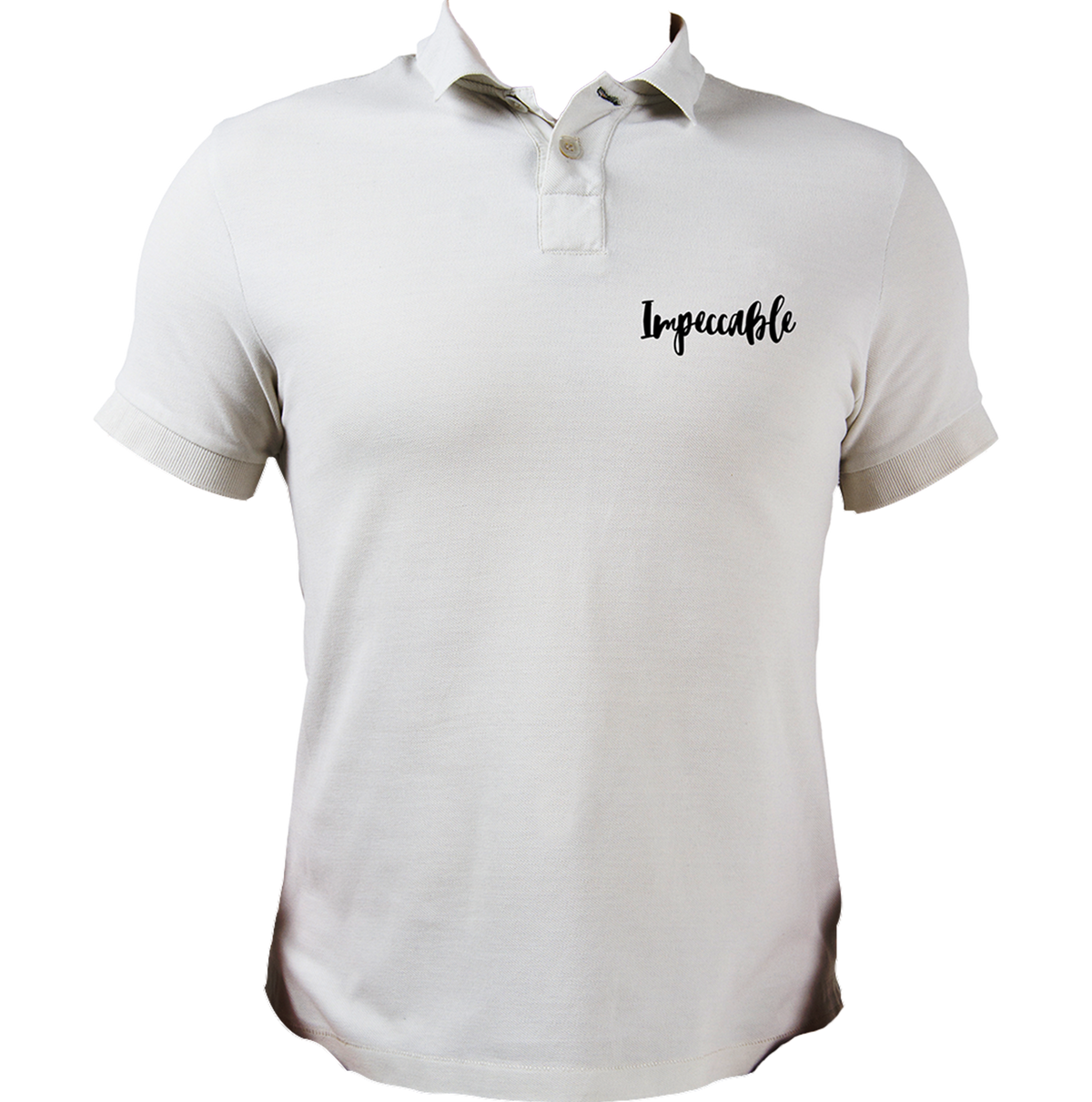 White Impeccable Unisex Polo with clean word-print style by Garrari
