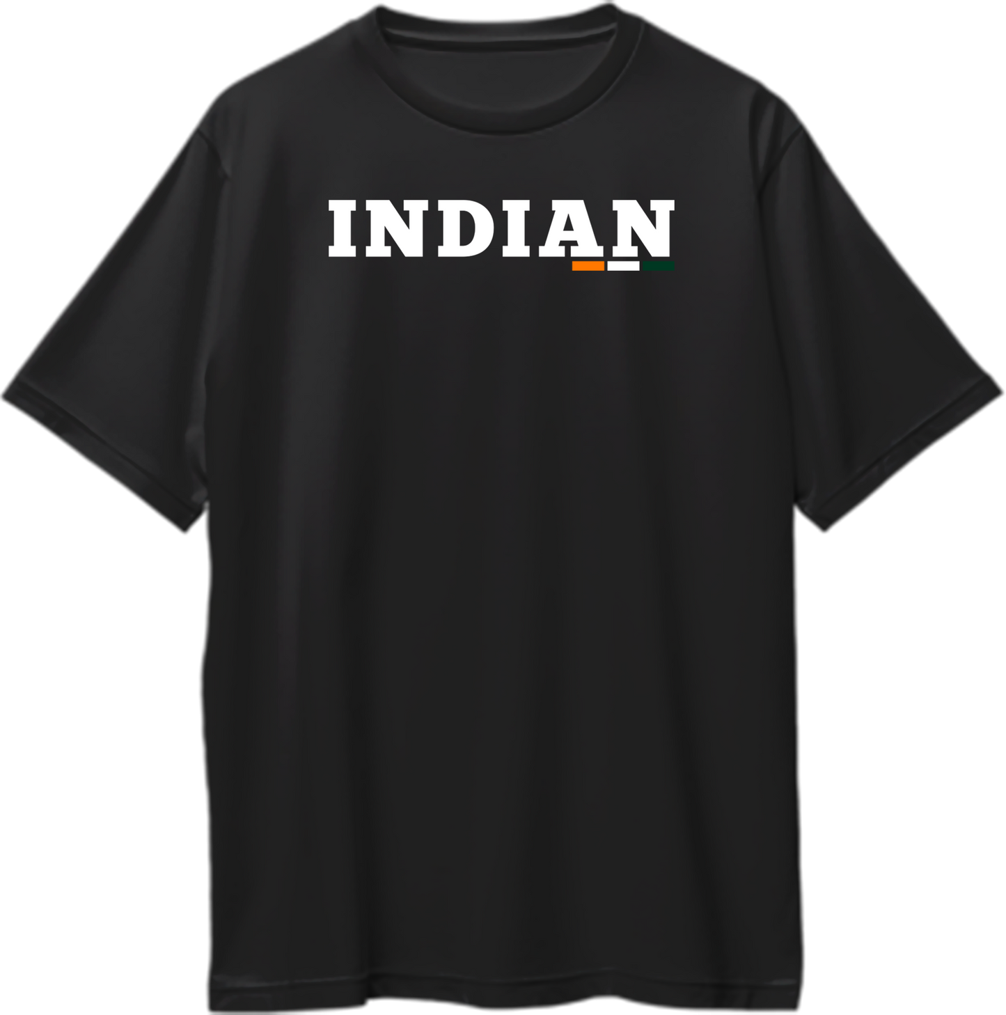 Black Indian Oversized T-Shirt with patriotic INDIAN typography and tricolour detail by Garrari