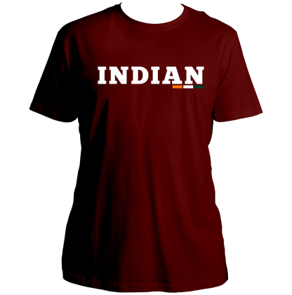Maroon Indian Unisex T-Shirt with patriotic Indian text print by Garrari