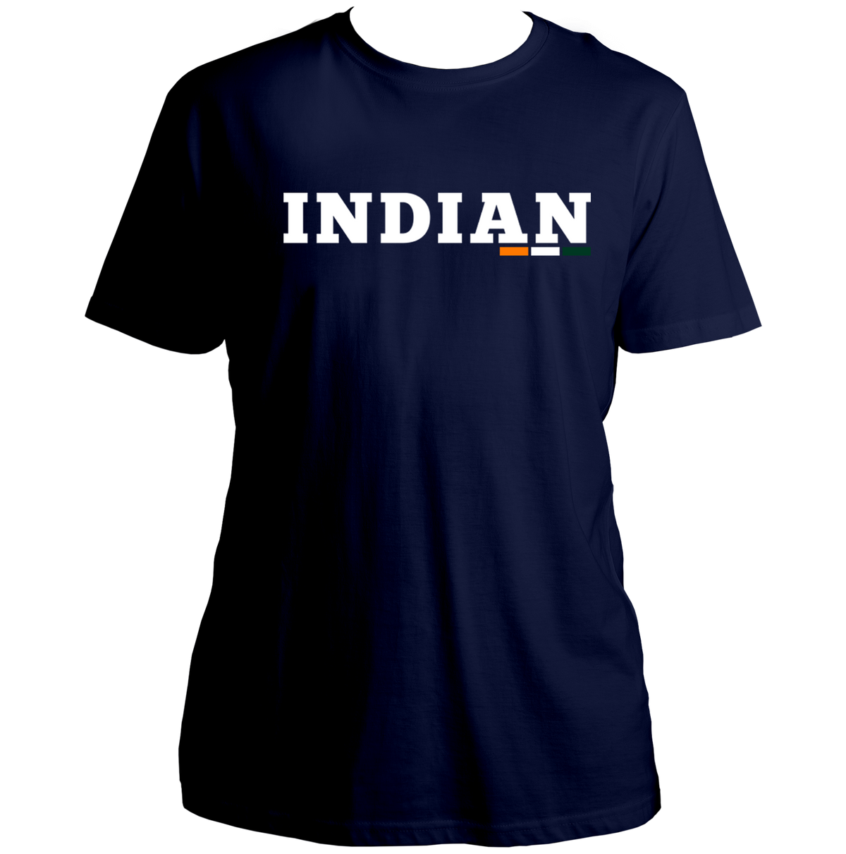 Navy Blue Indian Unisex T-Shirt with national pride typography and tricolour detail by Garrari