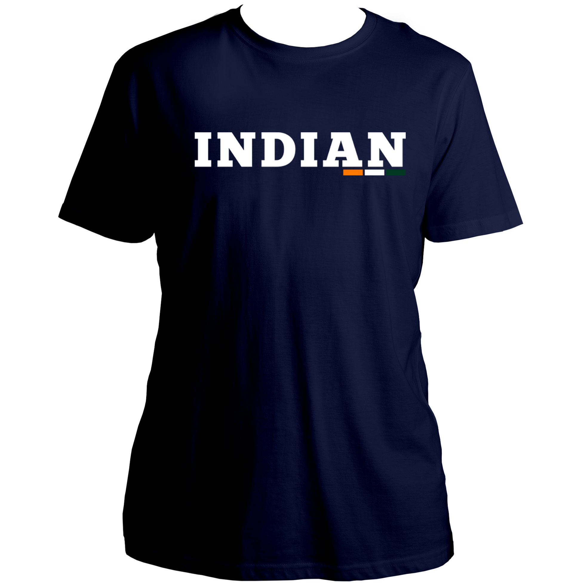 Navy Blue Indian Unisex T-Shirt with national pride typography and tricolour detail by Garrari