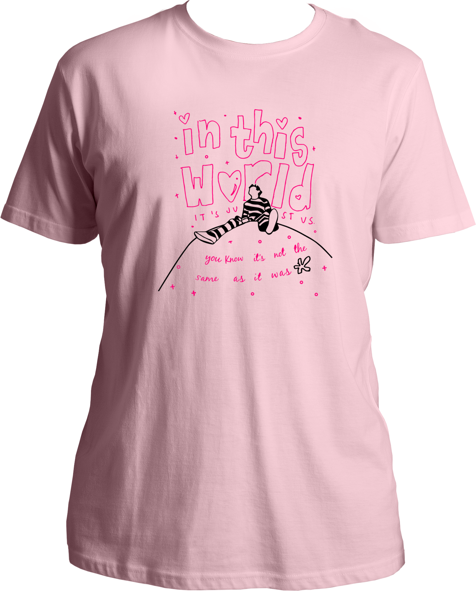 This unisex t-shirt features the popular Harry Styles song, "In This World". Music and Movie fans from all around the world will love this stylish piece of apparel and the impressive international appeal it brings. Perfect for any occasion, these tees from Garrari will make you feel like a true fan.