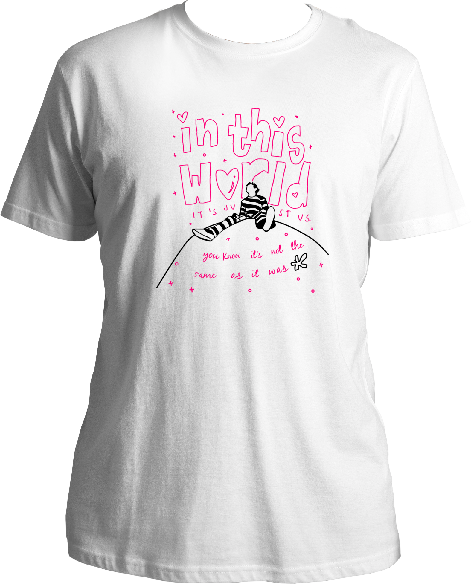 This unisex t-shirt features the popular Harry Styles song, "In This World". Music and Movie fans from all around the world will love this stylish piece of apparel and the impressive international appeal it brings. Perfect for any occasion, these tees from Garrari will make you feel like a true fan.